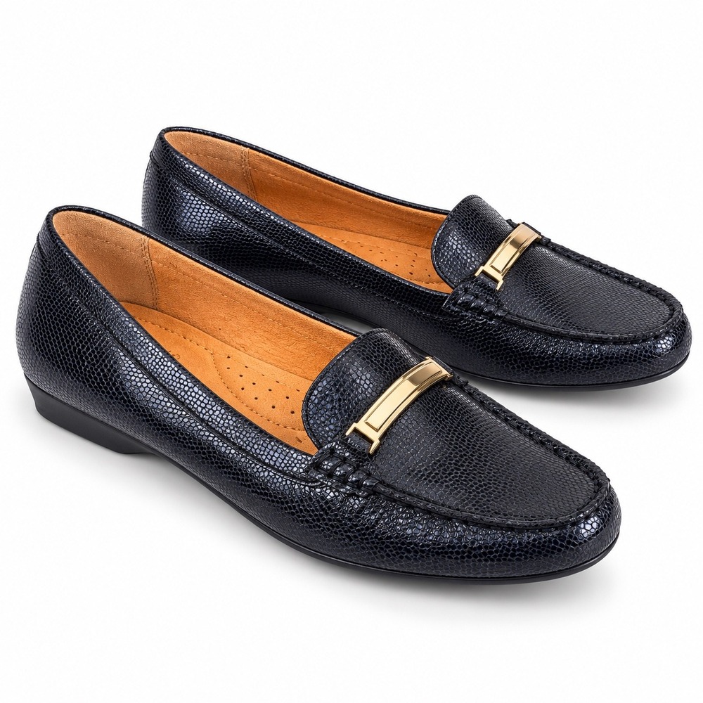 Naturalizer Gadget Loafers Size 11M Black Faux Snakeskin Professional Flats